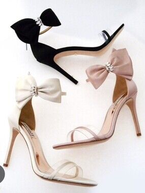 Badgley Mischka Fran Bow Ankle Strap Heel Sandal In Soft Blush Satin